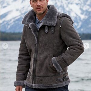 Men's Gray Shearling Jacket